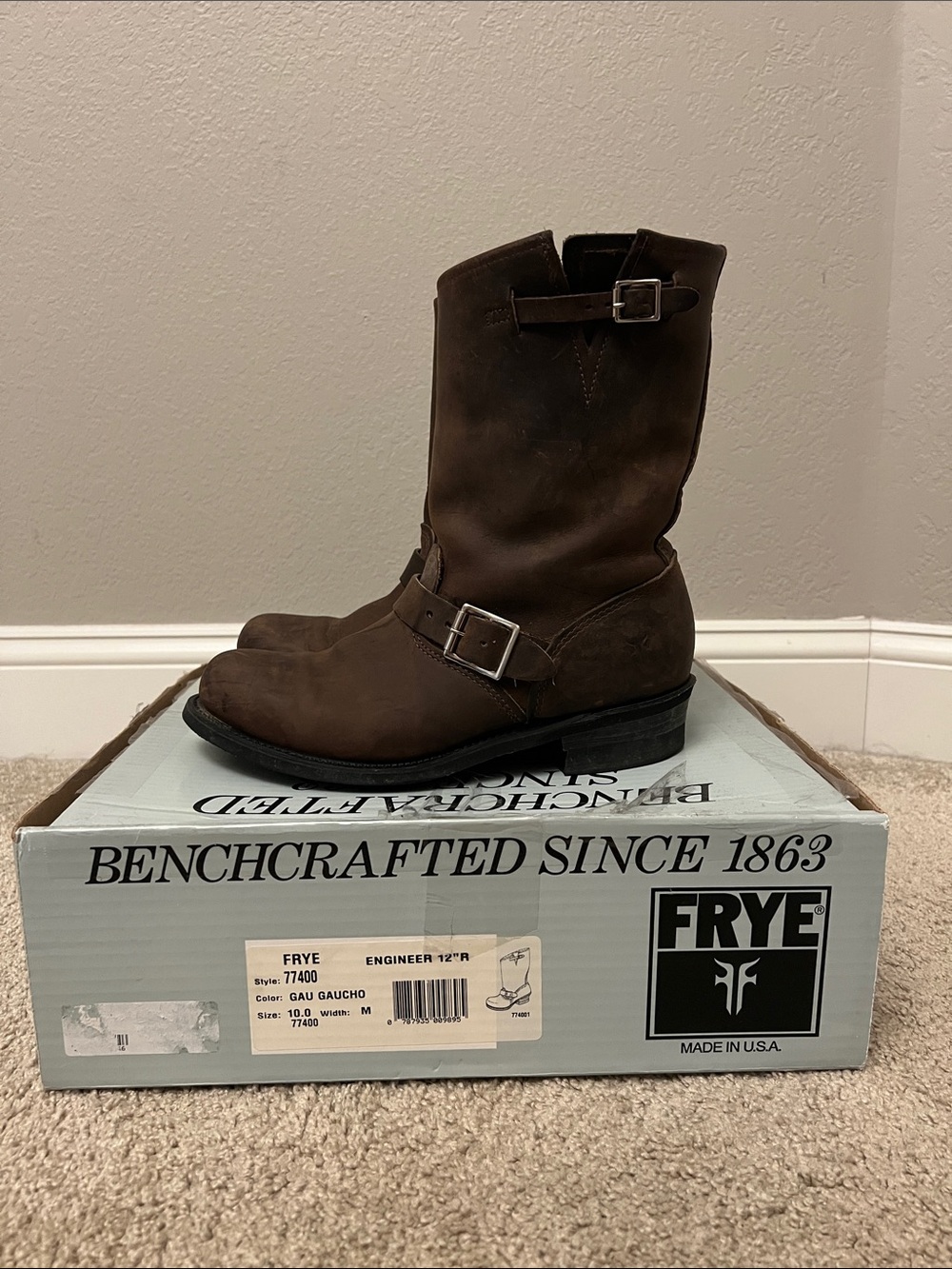 Frye Women's Gaucho Brown Engineer 12R Boots